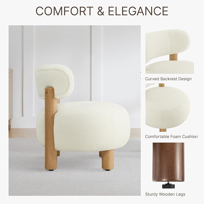 Modern Boucle Accent Chair Set of 2, - Image 6