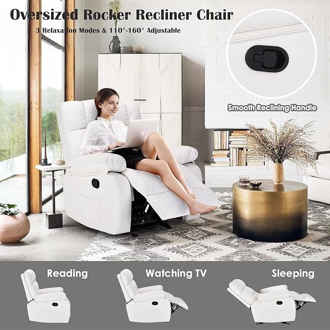 Oversized Recliner Chair, Leather Recliner Adjustable - Image 4