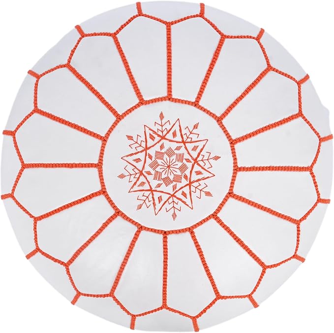 Marrakesh Gallery Genuine Leather Round Pouf Unstuffed - Image 2