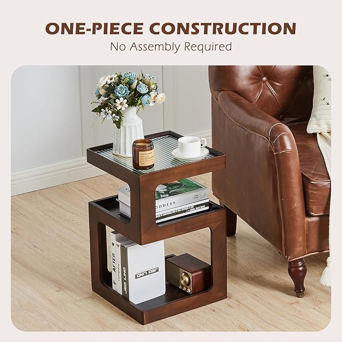 CozyDH 3-Tier End Table No Assembly Required, Modern Side Table 3-Tier Wood - Image 3