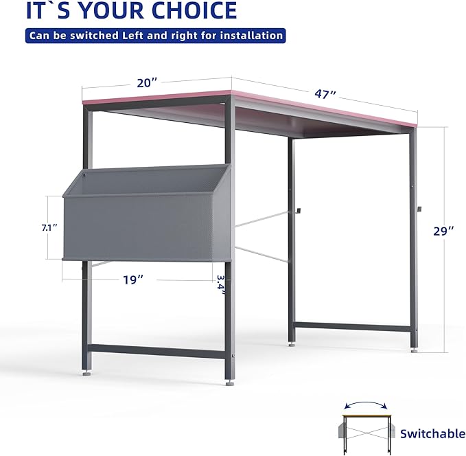 Pamray 47 Inch Computer Desk for Small Spaces - Image 3
