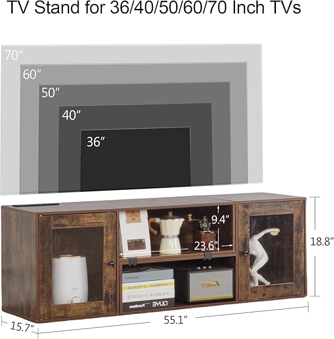 VECELO LED TV Stand for Televisions up to 70 Inchs Modern Entertainment Center - Image 2