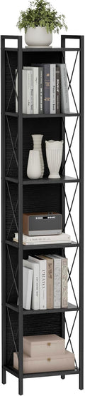 Homhedy 6 Tier Bookshelf Bookcase, Tall Narrow Bookshelf by Homhedy