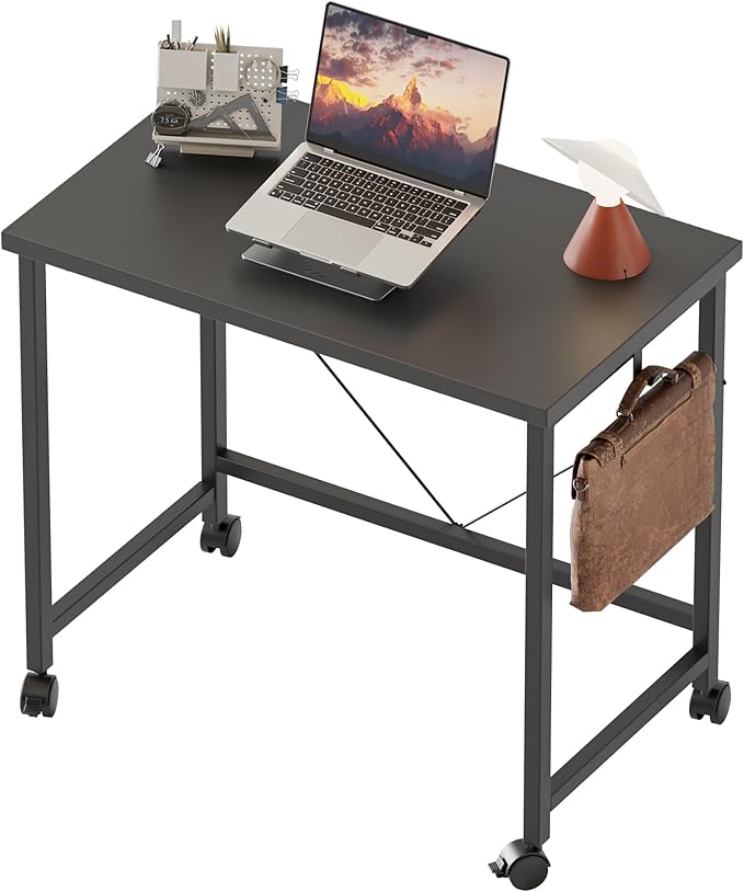 Rolling Computer Desk with Wheels, Gaming Desk by MERICONIA