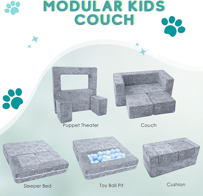 MeMoreCool Kids Sofa Couch, Glow in Dark Toddler Chair Fold Out, Modular Play - Image 7