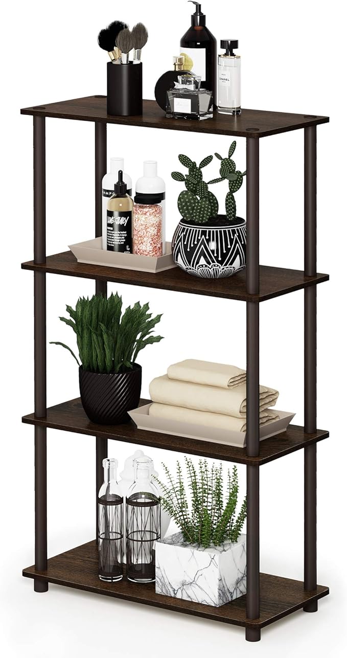 Furinno Turn-N-Tube 4-Tier Multipurpose Shelf Display Rack, Round Tubes by Furinno-FitsYourSpaceFitsYourBudget