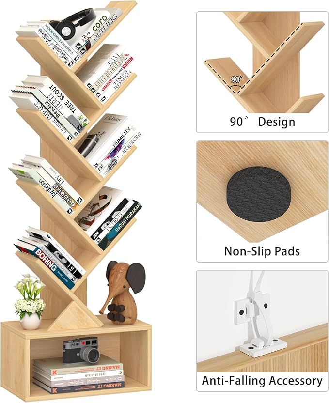 9 Tier Tree Bookshelf, Christmas Green Bookcase - Image 8