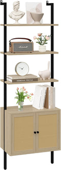 Yusong 73" Tall Bookshelf with Cabinet, Industrial Ladder Wall Mount Shelf by Yusong