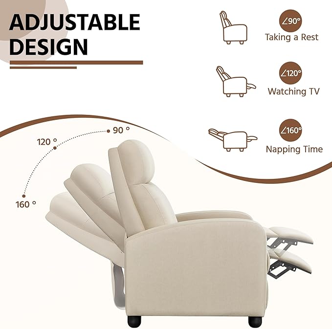 Yaheetech Modern Fabric Recliner Chair Sofa Adjustable Single Sofa - Image 4