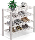 Haddockway 4 Tier Bamboo Shoe Rack Storage Organizer, Small Space 27"x11"x26" by Haddockway