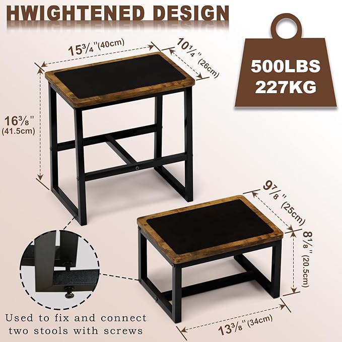 Step Stool for Adults, Holds up to 500Lb, 3 in1 Heavy Duty Sturdy Two - Image 2