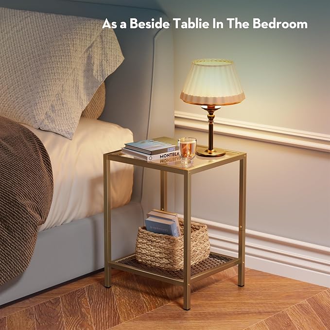 SAYGOER Glass Side Table Small Gold End Table - Image 6