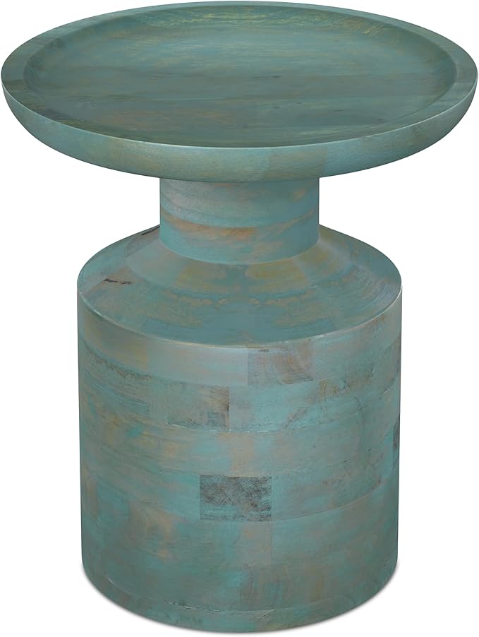 SIMPLIHOME Haynes 16-inch Wide Solid Mango End Table in Teal Wash, Handcrafted - Image 7