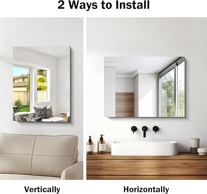 Frameless Mirror, 18x24 Inch Bathroom Mirrors - Image 6