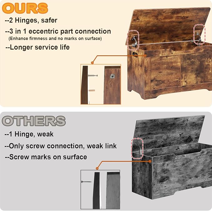31.5" Storage Chest, Wooden Storage Bench, Lift Top Toy Chest - Image 4