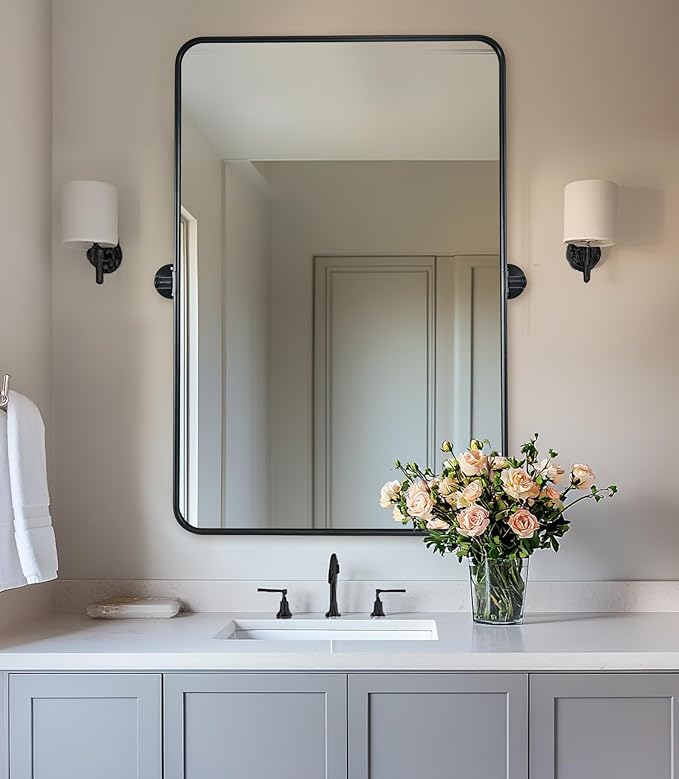 ANDY STAR Pivot Bathroom Mirror, 24 x 36 Inch Black Tilting Mirror - Image 9