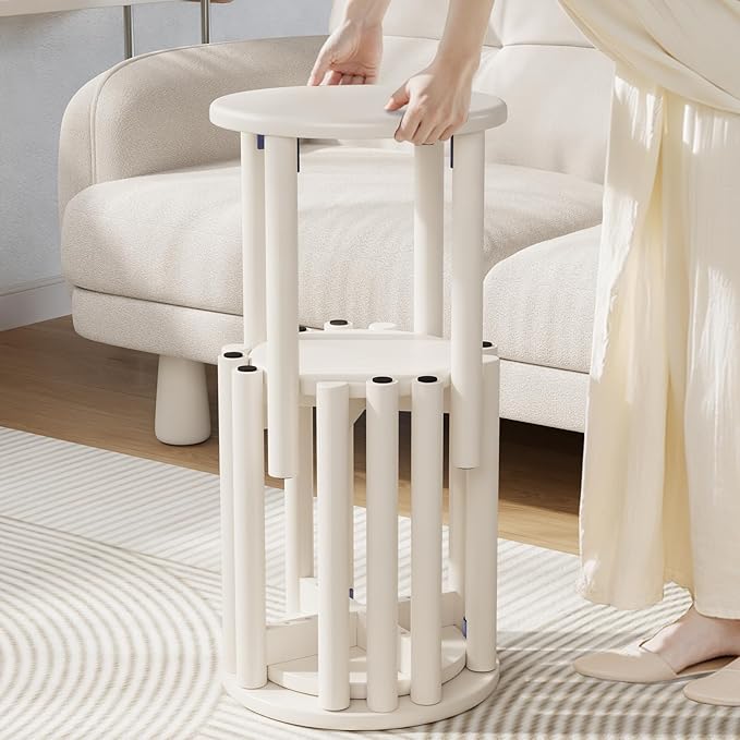 Stackable Stools Set of 4, Wood Stool 18 Inch Stool Stackable Side Tables by Unknown