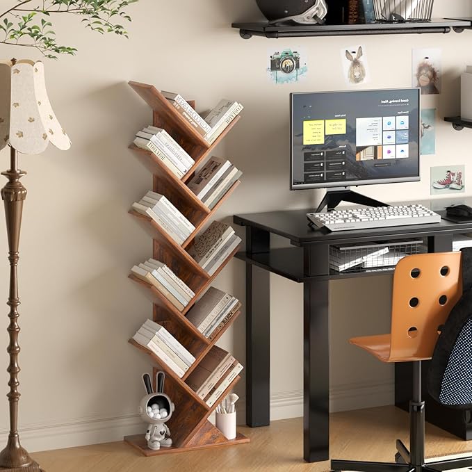 10 Tier Tree Book Shelf, Floor Standing Wood Bookshelf - Image 6