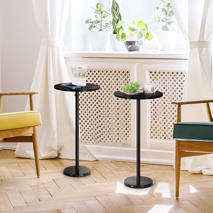 smusei Drink Tables for Small Spaces Pedestal Side Table Set of 2 Small Round - Image 6