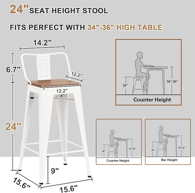 24 Inch Swivel Bar Stools Set of 4 - Image 3