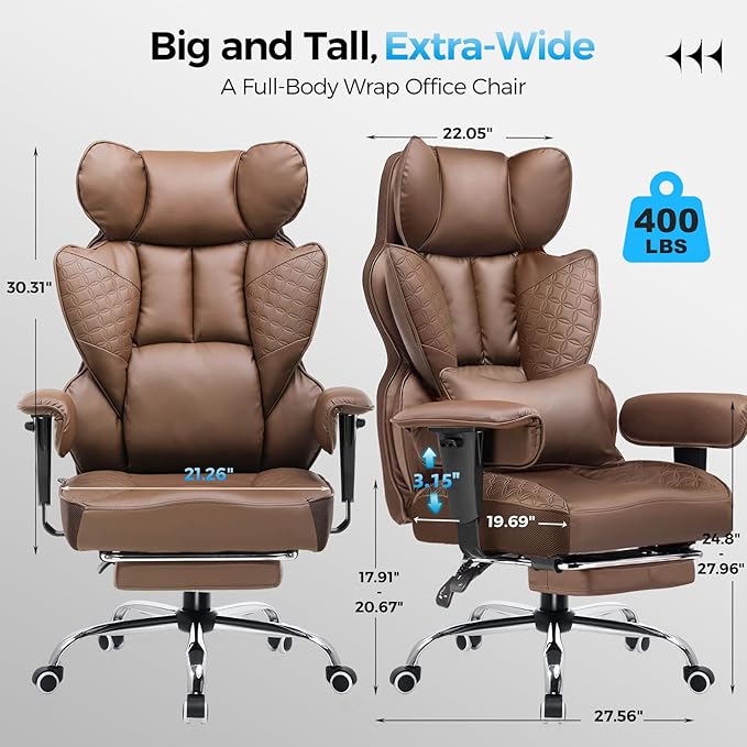 GTRACING Big and Tall Gaming Chair 400lbs Heavy Duty Office Chair - Image 3