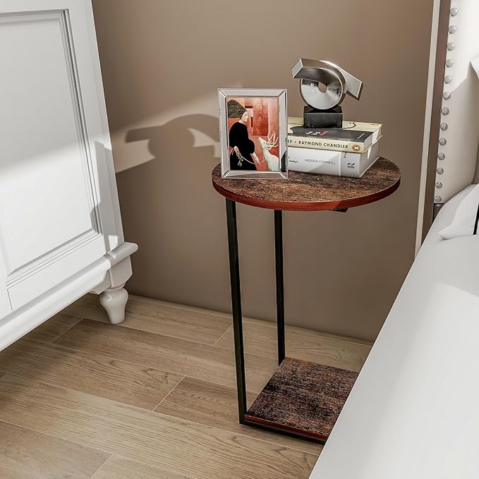 HDANI C Table End Table Set of 2, Round Side Table That Slide Under, C Shaped - Image 6