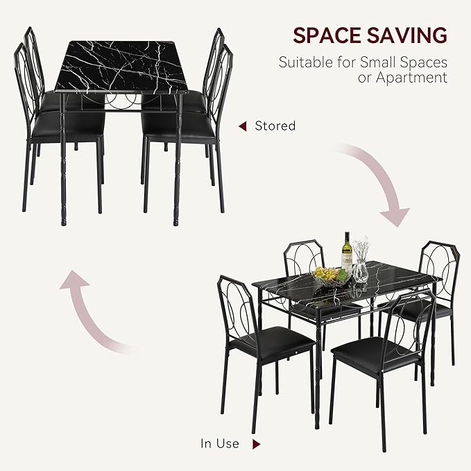 VECELO 5 Piece Dining Table Set - Image 5