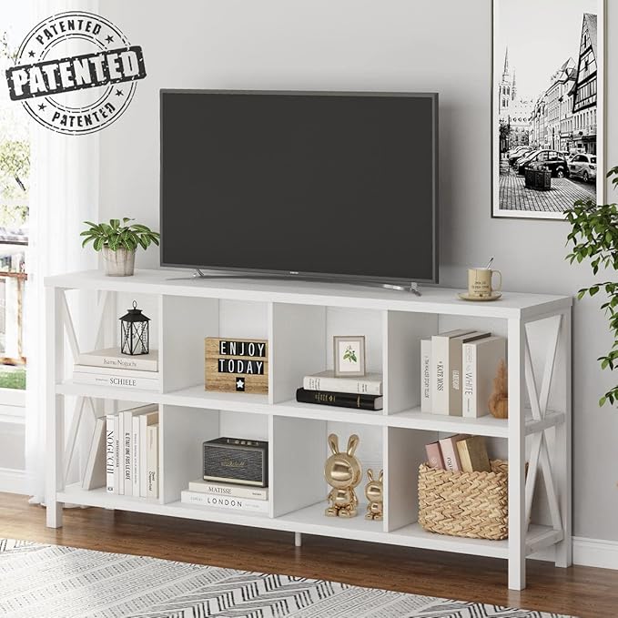 FATORRI 8 Cube Storage Organizer Bookshelf, Rustic Wood Cubby Bookcase - Image 3