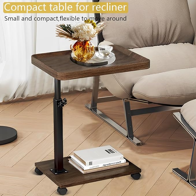 C Table End Table Adjustable Height, 360°Swivel TV Tray Table - Image 8