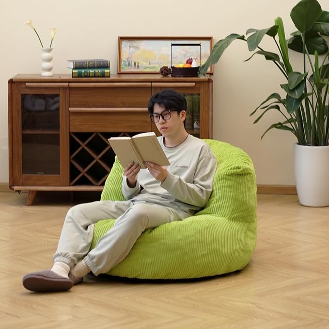 N&V Large Crescent Bean Bag Chair, Adult Size Bean Bag Sack, Foam Filling - Image 3