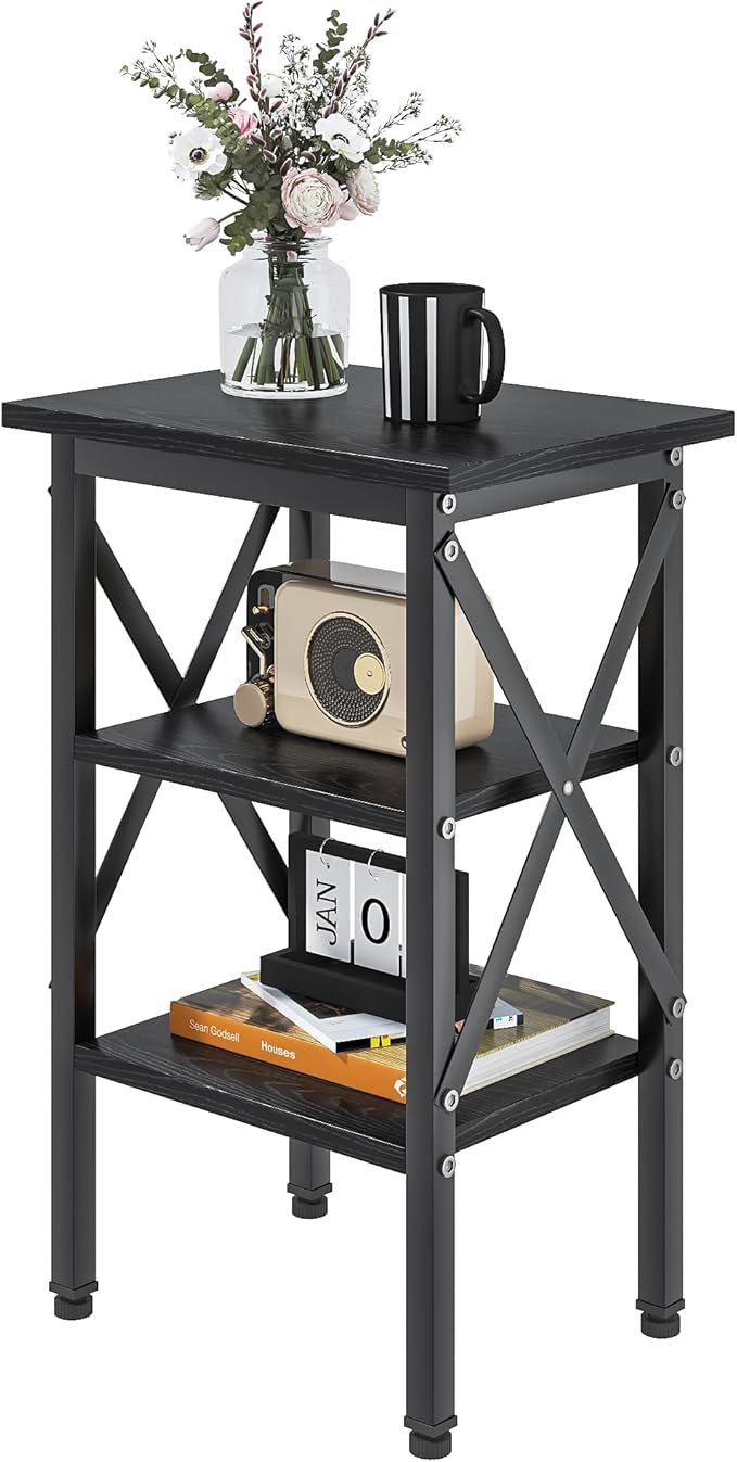 VECELO End Table, Bedside Table, X-Design Reinforced Nightstands, Side Table by VECELO