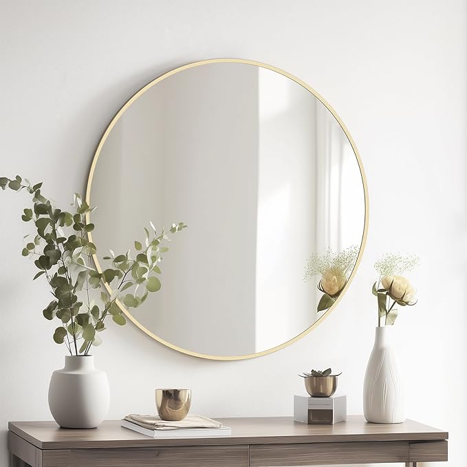 HOMECOOKIN Round Wall Mirror 28" Gold Circle Mirror - Image 4