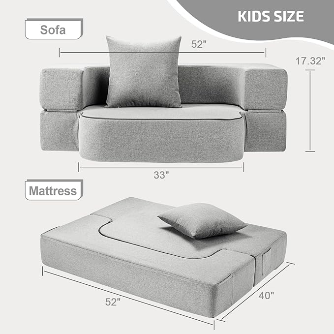 2-in-1 Folding Sofa Bed with Pillow - Image 2