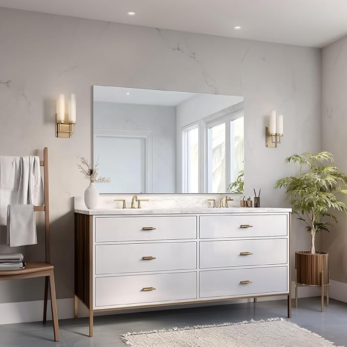 KOCUUY Frameless Mirror, Unframed Vanity Mirror, Large Rectangle Mirror - Image 4