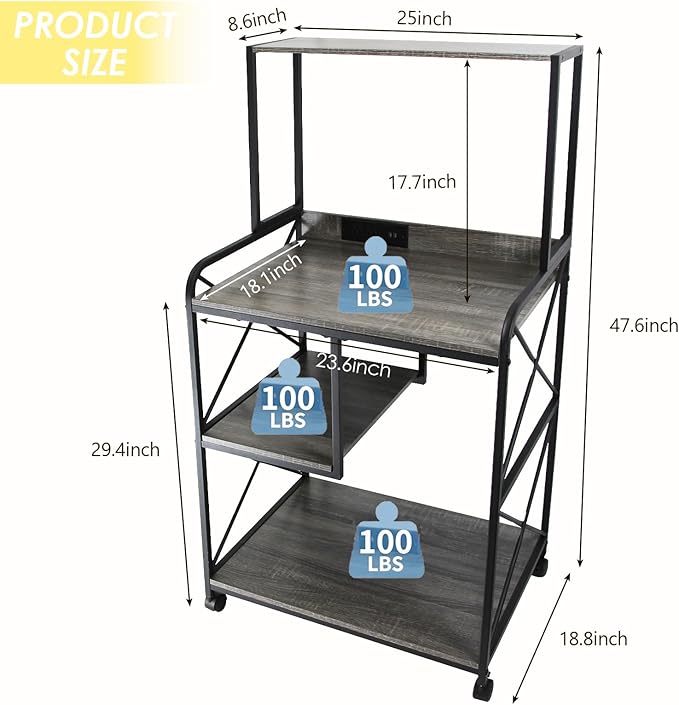 Printer Stand, 23 x 18 Inch Printer Table - Image 5