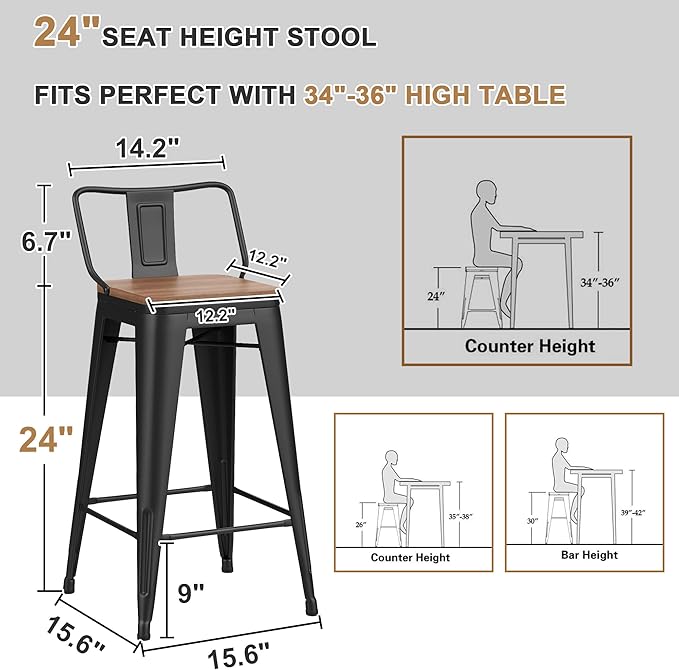 24 Inch Swivel Bar Stools Set of 4 - Image 3