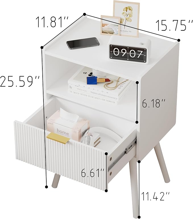 White Nightstand, Modern Bedside Table - Image 2