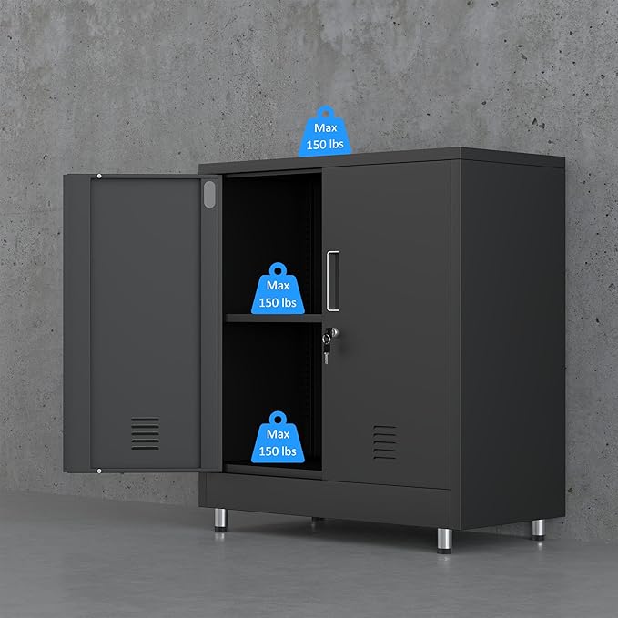 Metal Storage Cabinet with Locking Doors and Adjustable Shelf, Small Lockable - Image 7