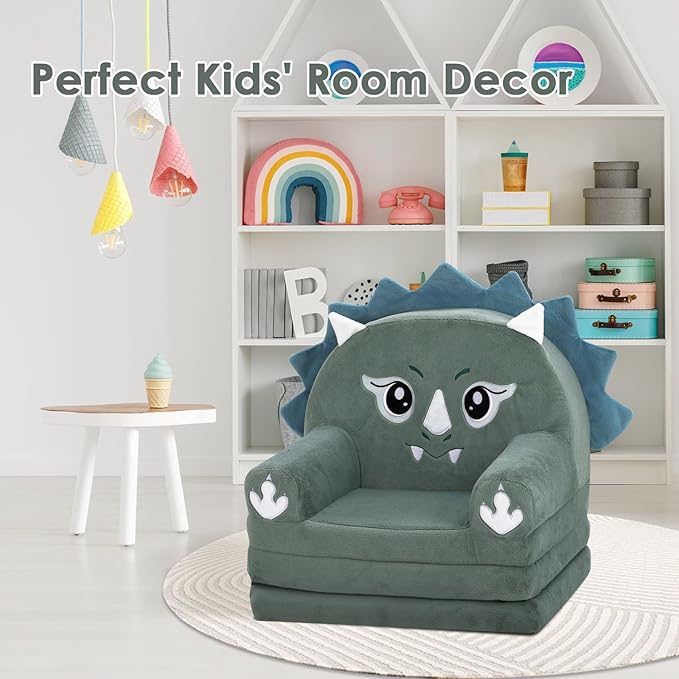Kids Couch Comfy Foldable Kids Sofa to Lounger 2 in 1 Toddler Chair Plush Baby - Image 7