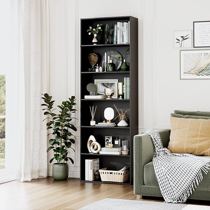 FOTOSOK 6-Tier Open Bookcase and Bookshelf, Freestanding Display Storage - Image 2