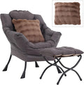 Large Lazy Chair with Ottoman, Accent Reading Chair with a Throw Pillow by HomeEastllyHome