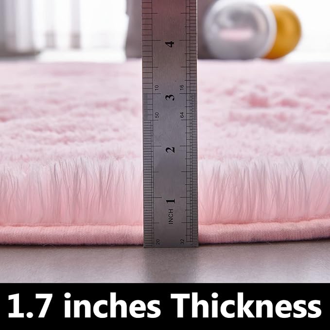 FJZFING Pink Round Rug Ultra-Soft Plush Modern 7x7 Circle Area Rug - Image 6