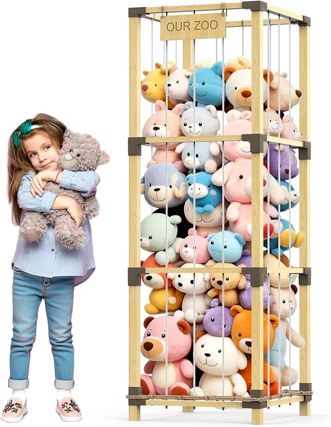 200L Stuffed Animal Zoo Storage, 3-Tier Extra Large Stuffed Animal Holder by Keeswin