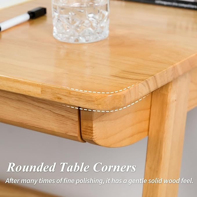 Computer Desk with Drawers, Solid Wood Writing Desk, Mid Century Modern Home - Image 7