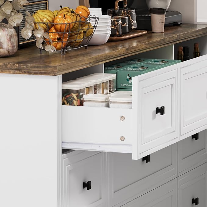 57" Wooden Dresser with 9 Drawers, Modern Farmhouse Furniture Organizer - Image 4