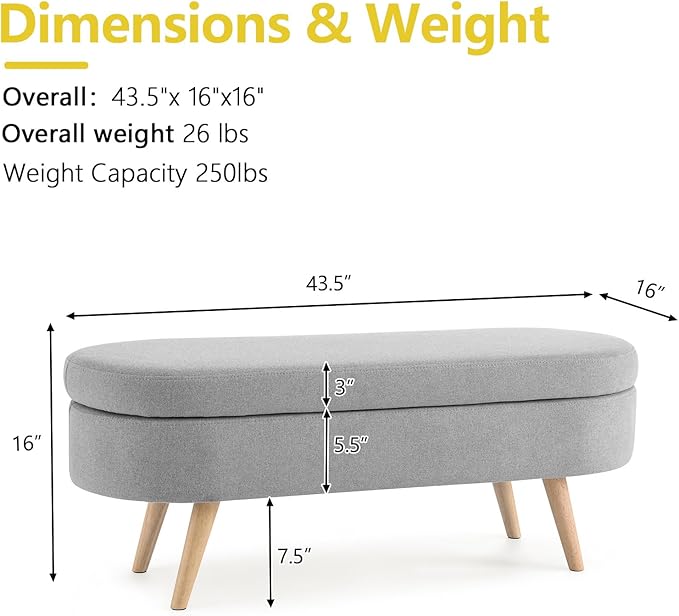 NicBex Ottoman Bench with Storage - Image 3