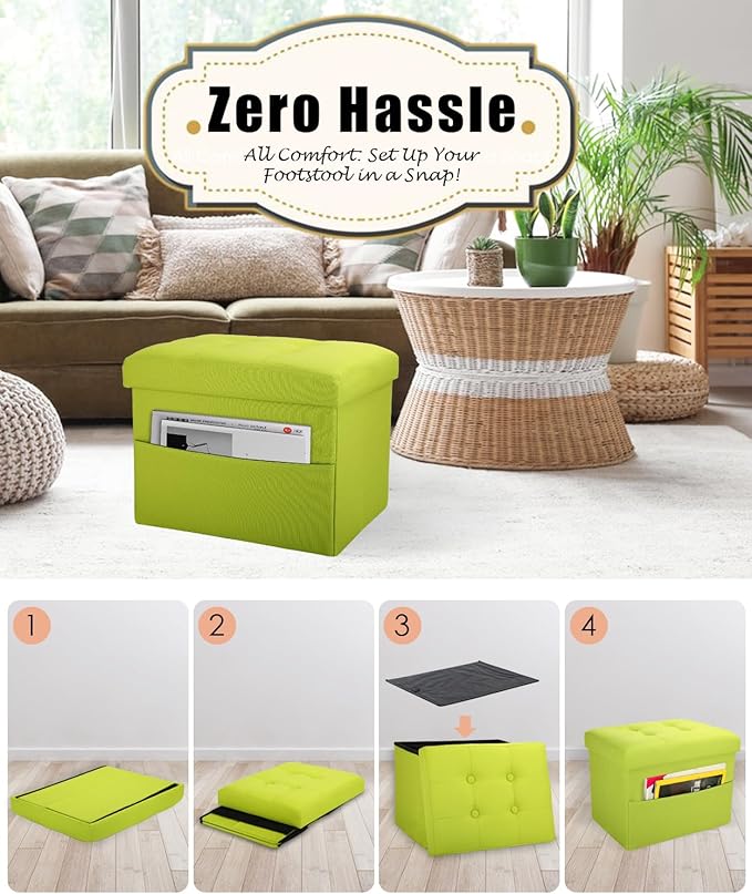 Ottoman Storage Ottoman Foot Rest Stool Foldable Bench - Image 4