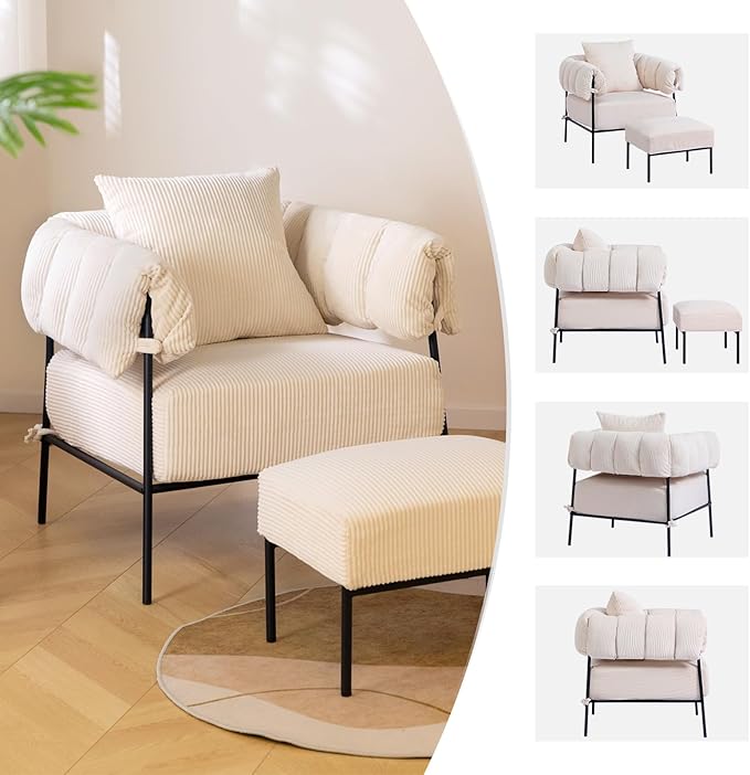 HollyHOME Modern Velvet Accent Chair - Image 7