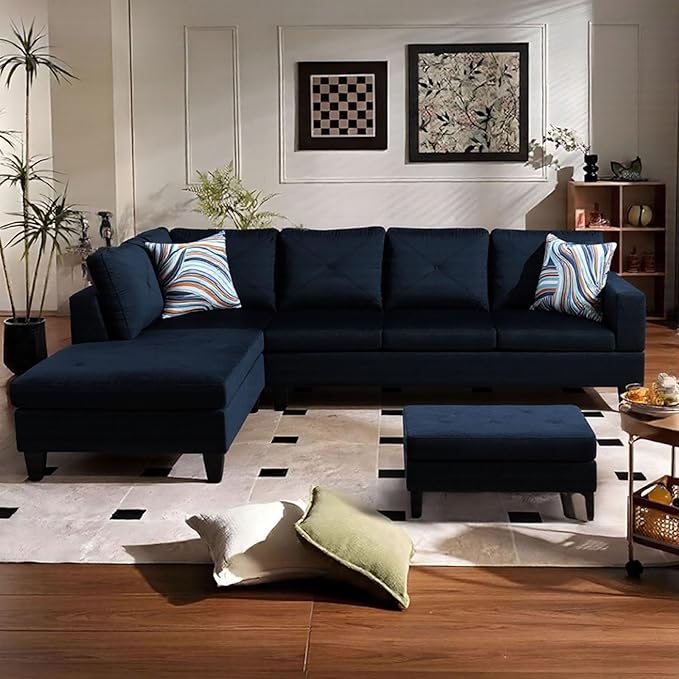 L Shaped Sectional Couch with Otttoman, Apartments by FONTOI