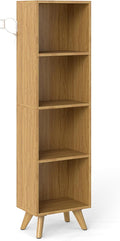 Manora Small Bookcase with 4 Open Shelves, Modern Bookshelf with Wooden Legs by manora